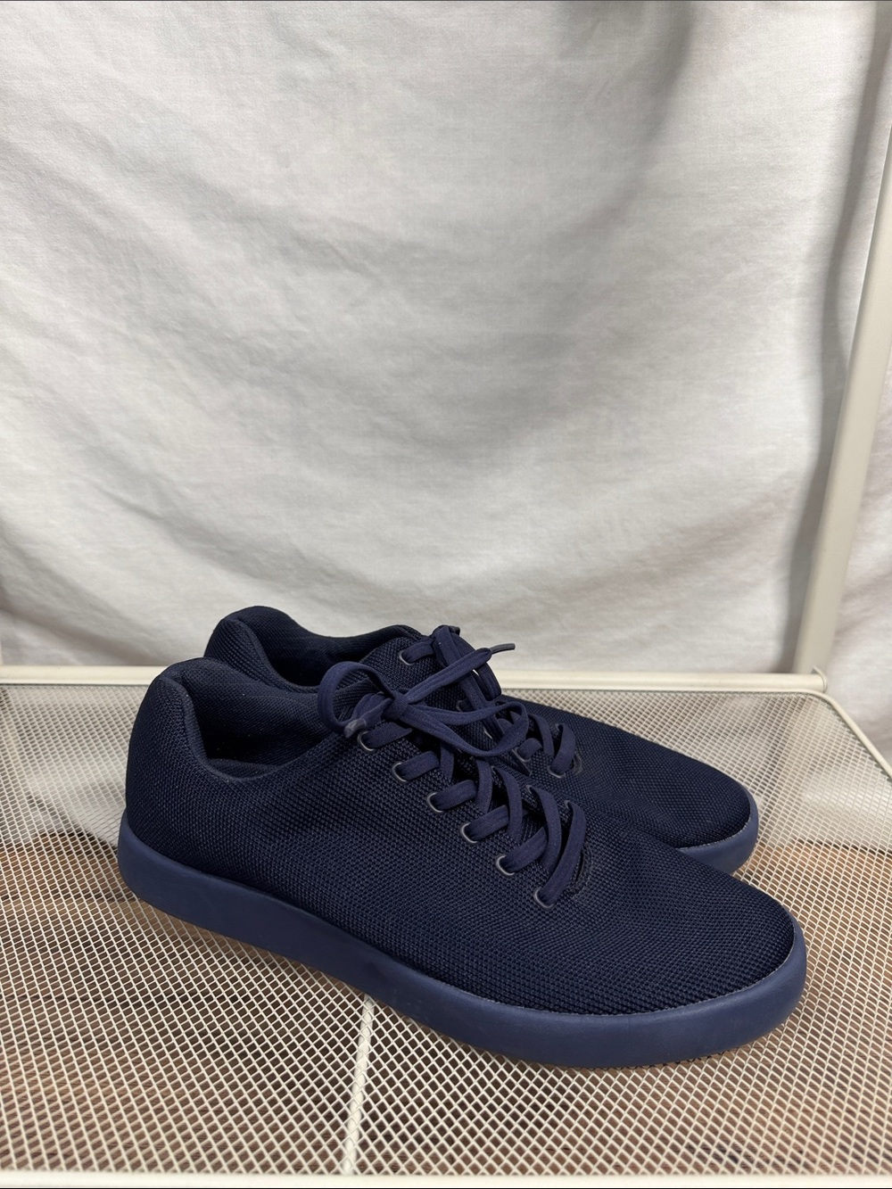 Atoms Men's Navy Knit Lace-Up Sneakers Style 000